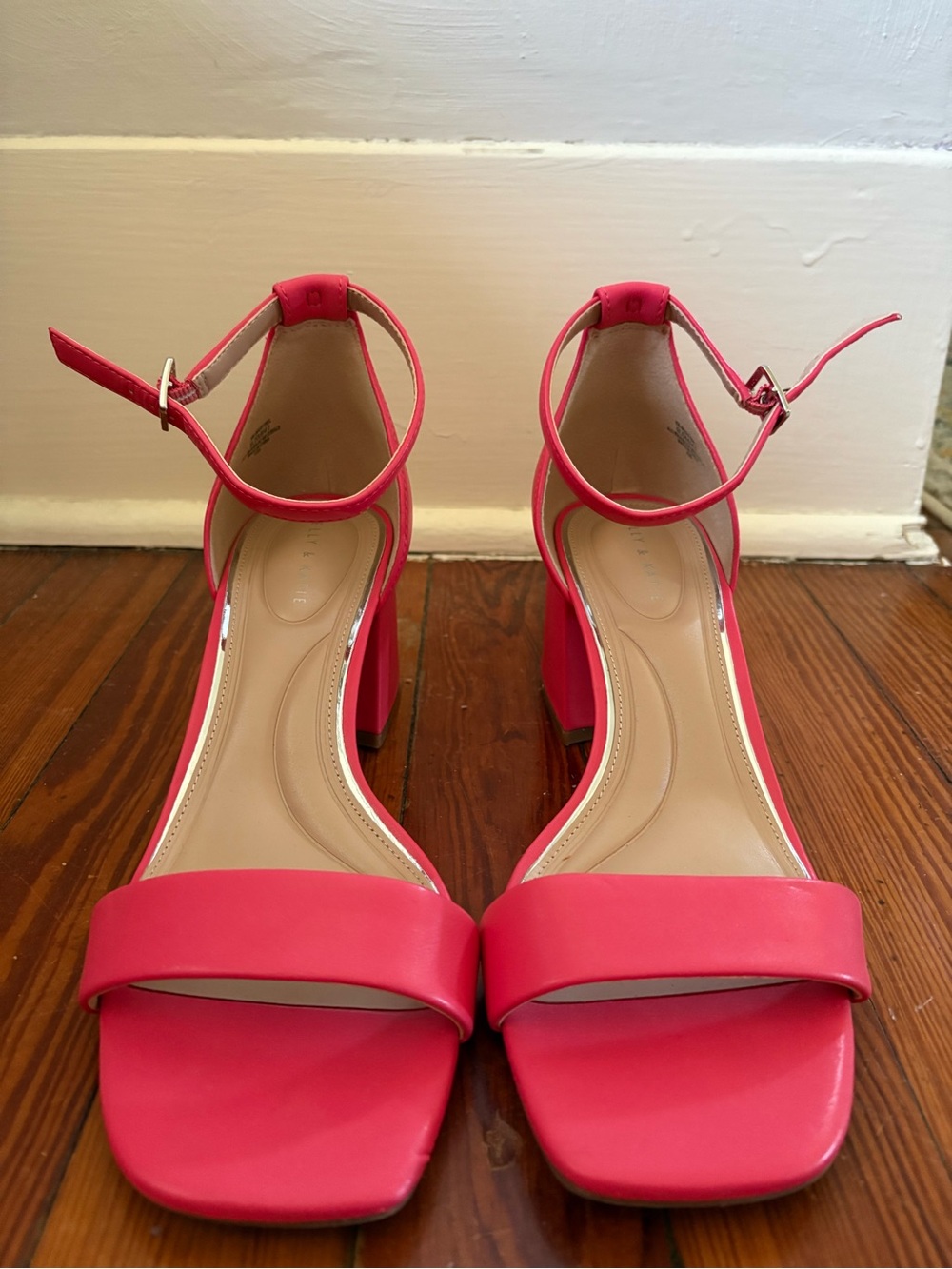 Kelly & Katie Hot Pink Ankle-Strap Block Heel Sandals